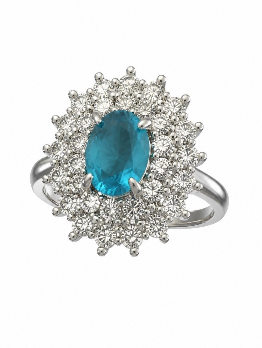 Sassified Boutique Nwt Blue Halo Cluster Ring with Clear Stones.